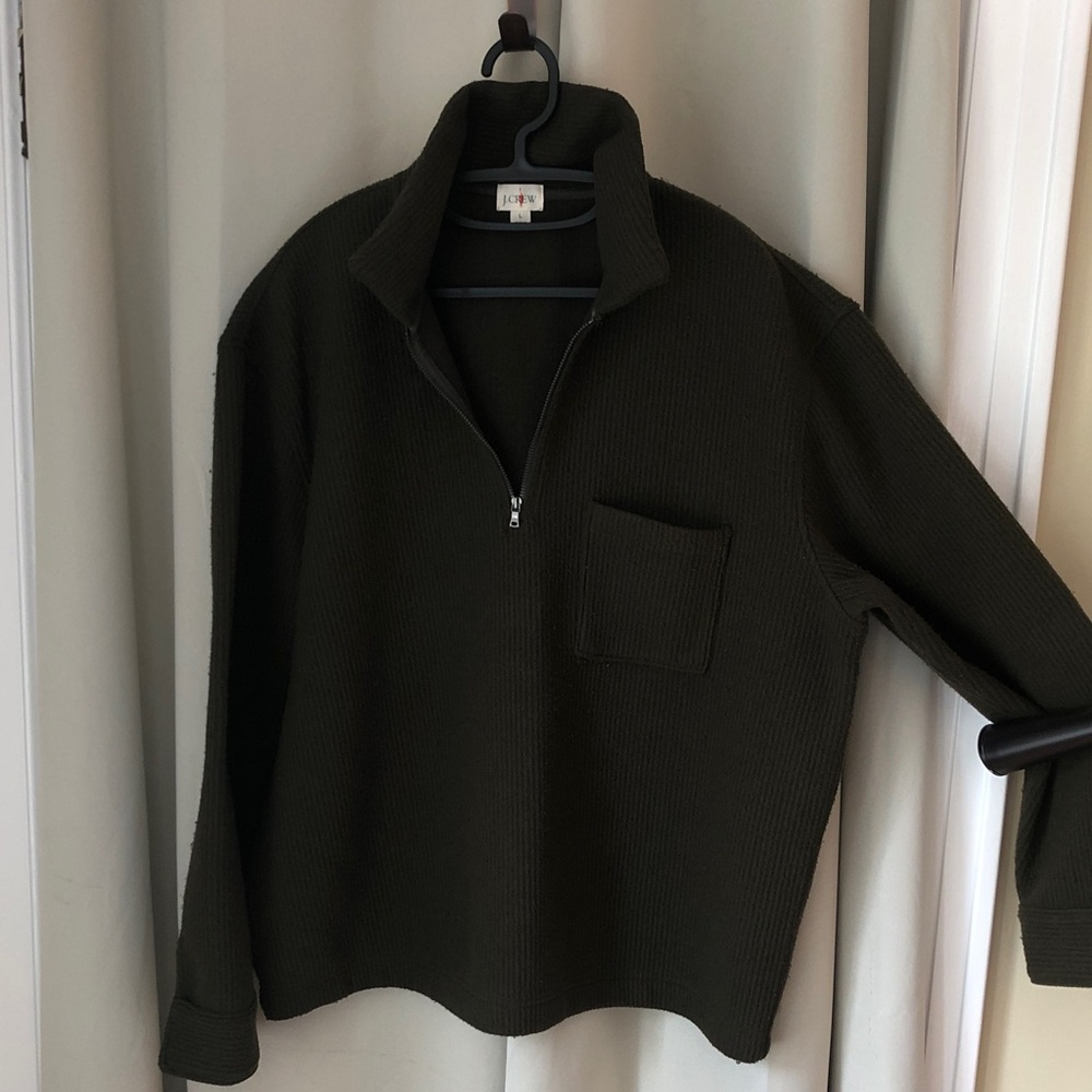 J. Crew Dark Olive Quarter-Zip Knit Pullover